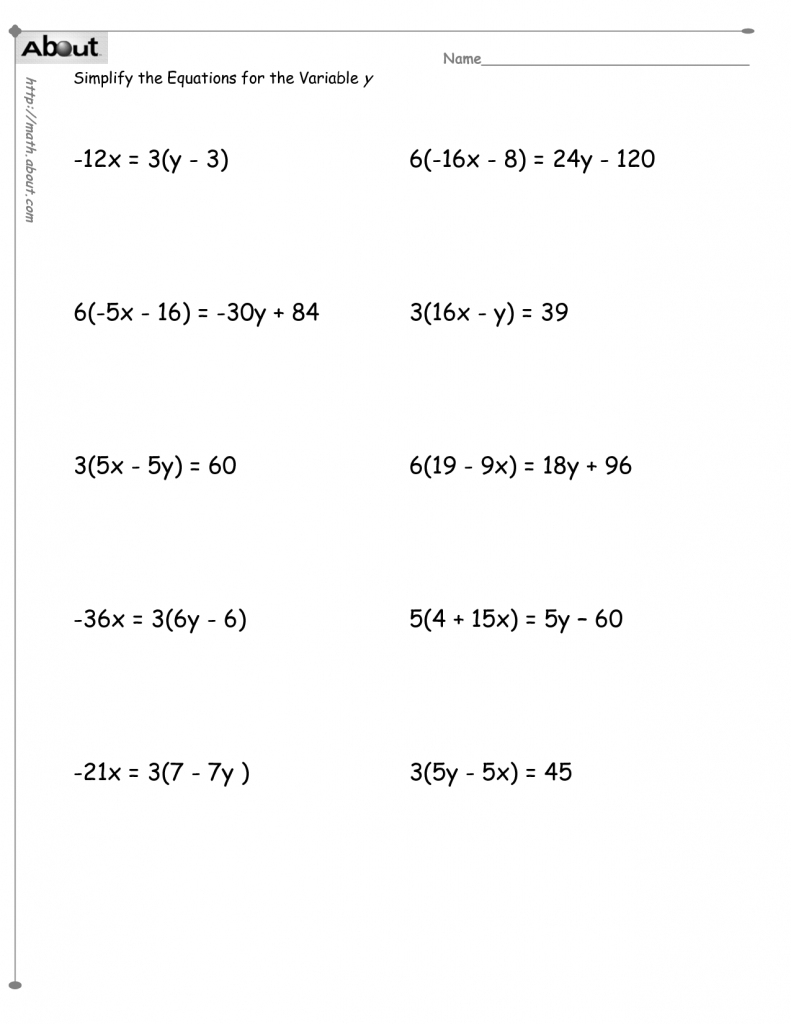 Grade 8Th Math Printable Worksheets New Algebra Common Core Free 7 - Free Printable 8Th Grade Algebra Worksheets