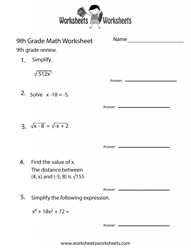 Grade 9 Math Worksheets With Answers Free Sample Printable Pdf - Grade 9 Math Worksheets Printable Free With Answers