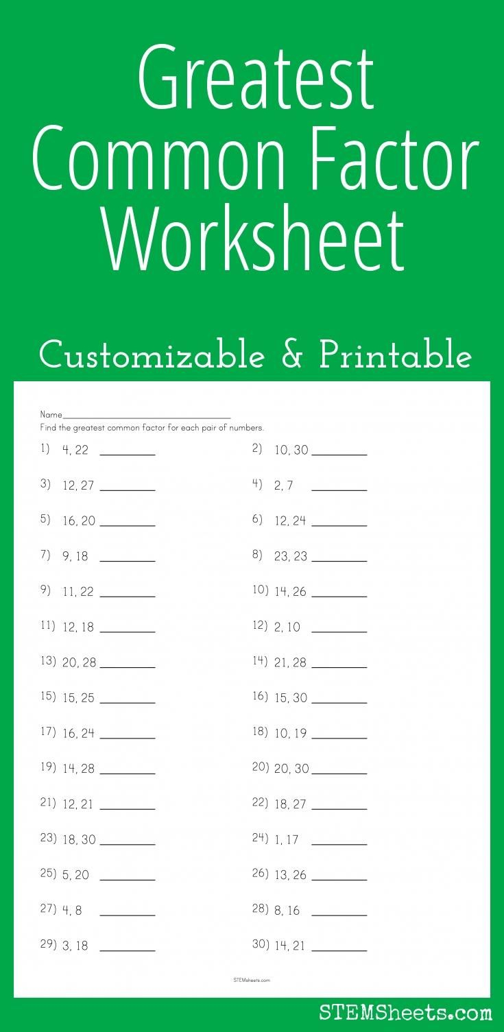 Greatest Common Factor Worksheet - Customizable And Printable | Math - Free Printable Greatest Common Factor Worksheets