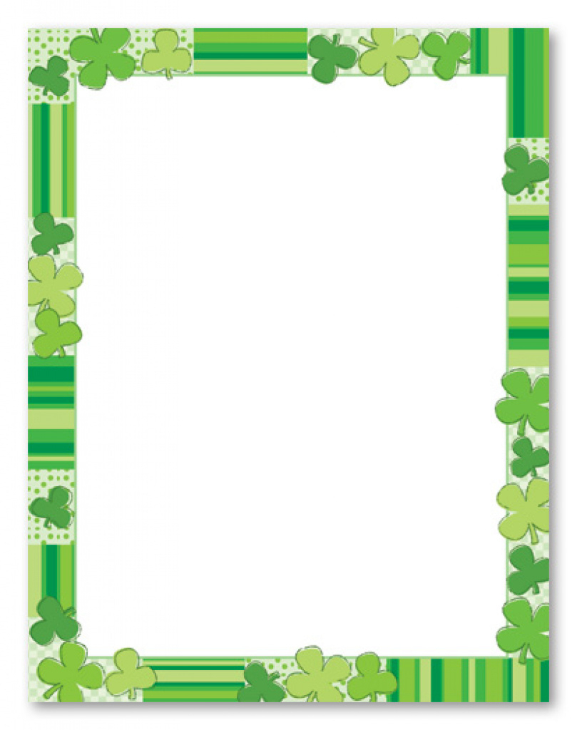 Green Clovers Stationery Letterhead Myexpression, 9104 For Free - Free Printable St Patricks Day Stationery