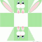 Green Easter Basket (Box) In With Easter Bunny (Free Printable)   Free Printable Easter Decorations