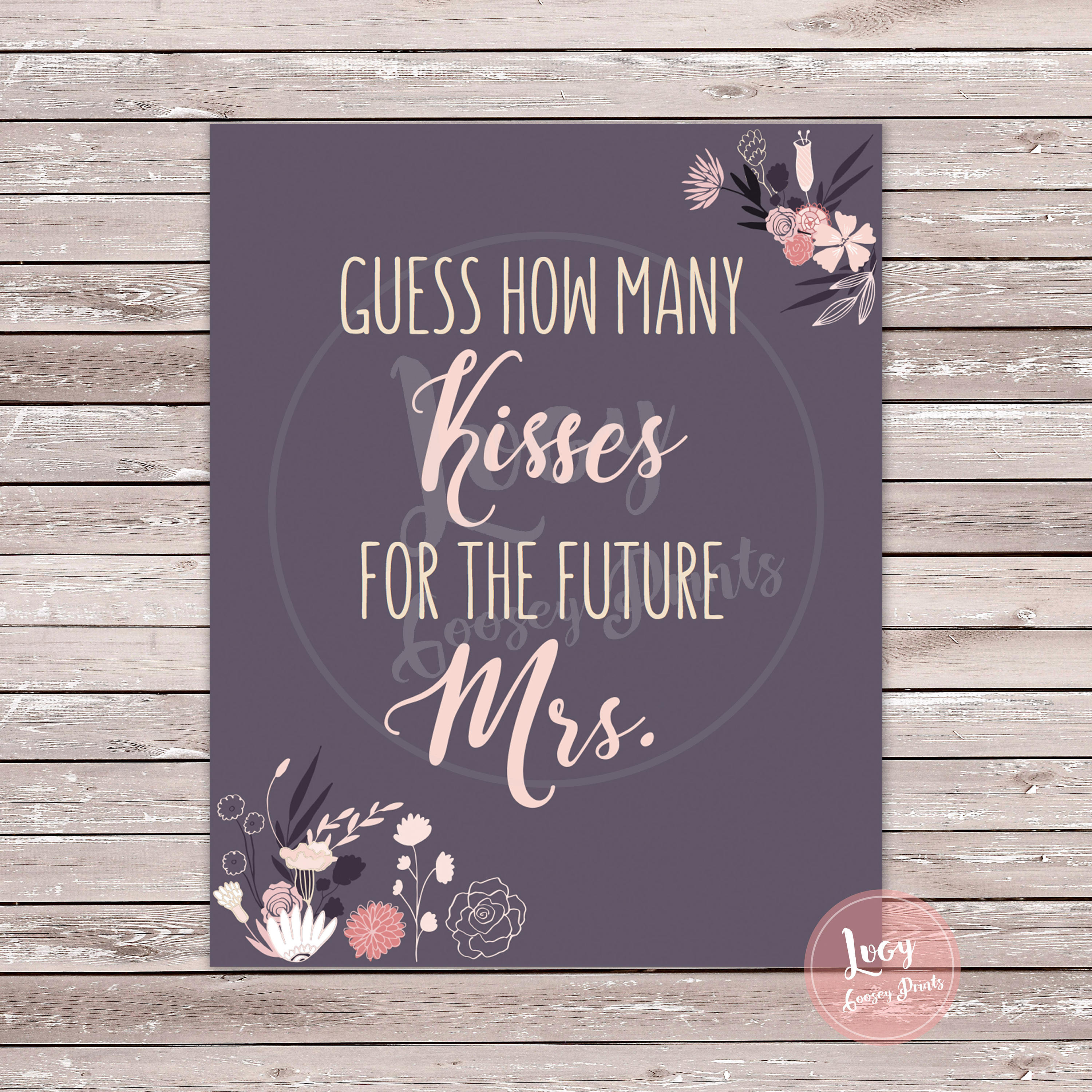 Guess How Many Kisses For The Future Mrs. Printable Sign | Etsy - How Many Kisses Game Free Printable
