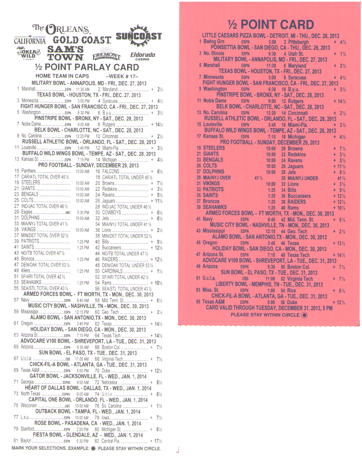 Free Printable Football Parlay Cards Free Printable