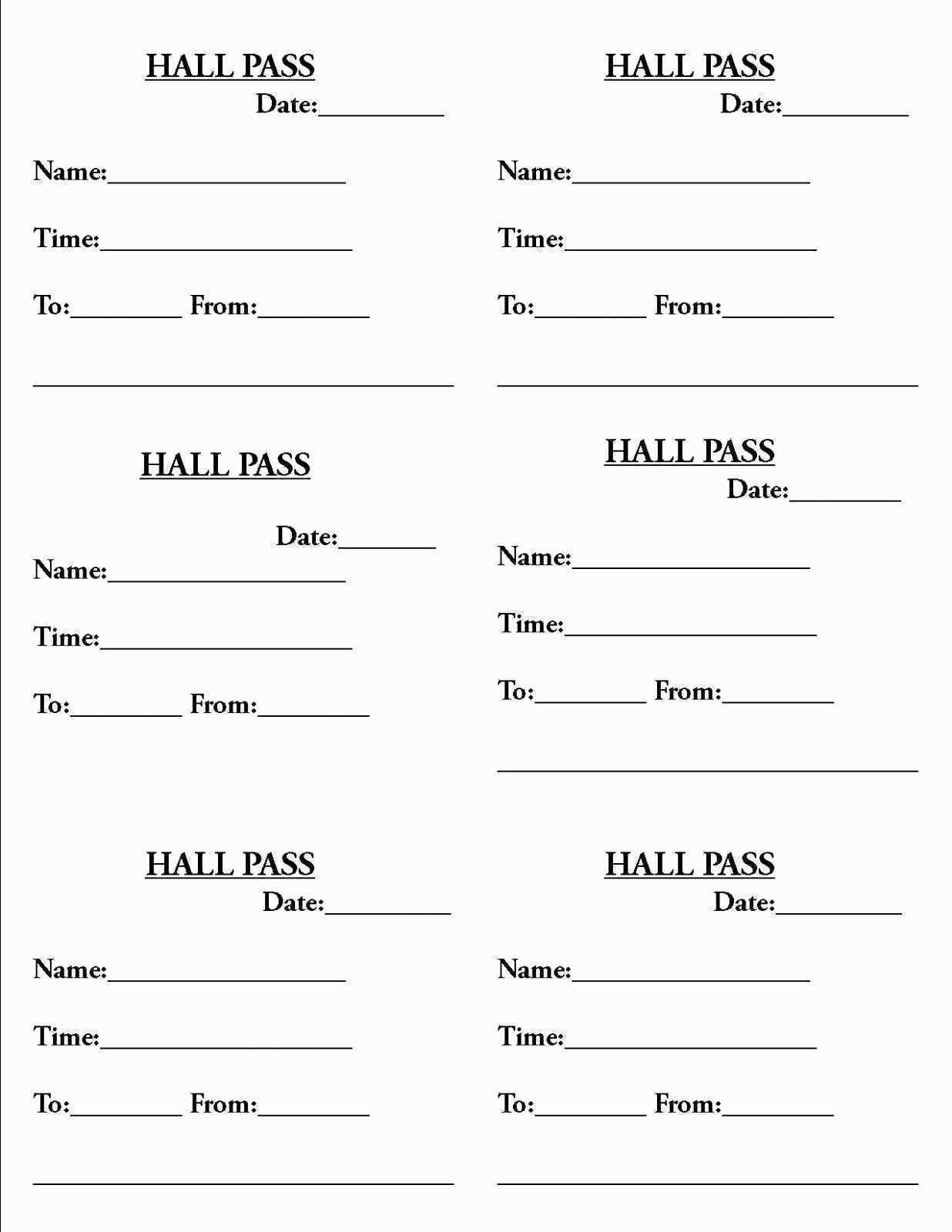 Hall Pass Template Unique New Hall Pass Template - Resume Templates 2018 - Free Printable Hall Pass Template