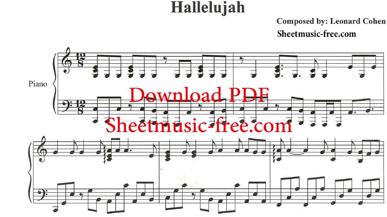 Hallelujah Piano Sheet Music Leonard Cohen - Youtube - Free Printable Piano Sheet Music For Hallelujah By Leonard Cohen