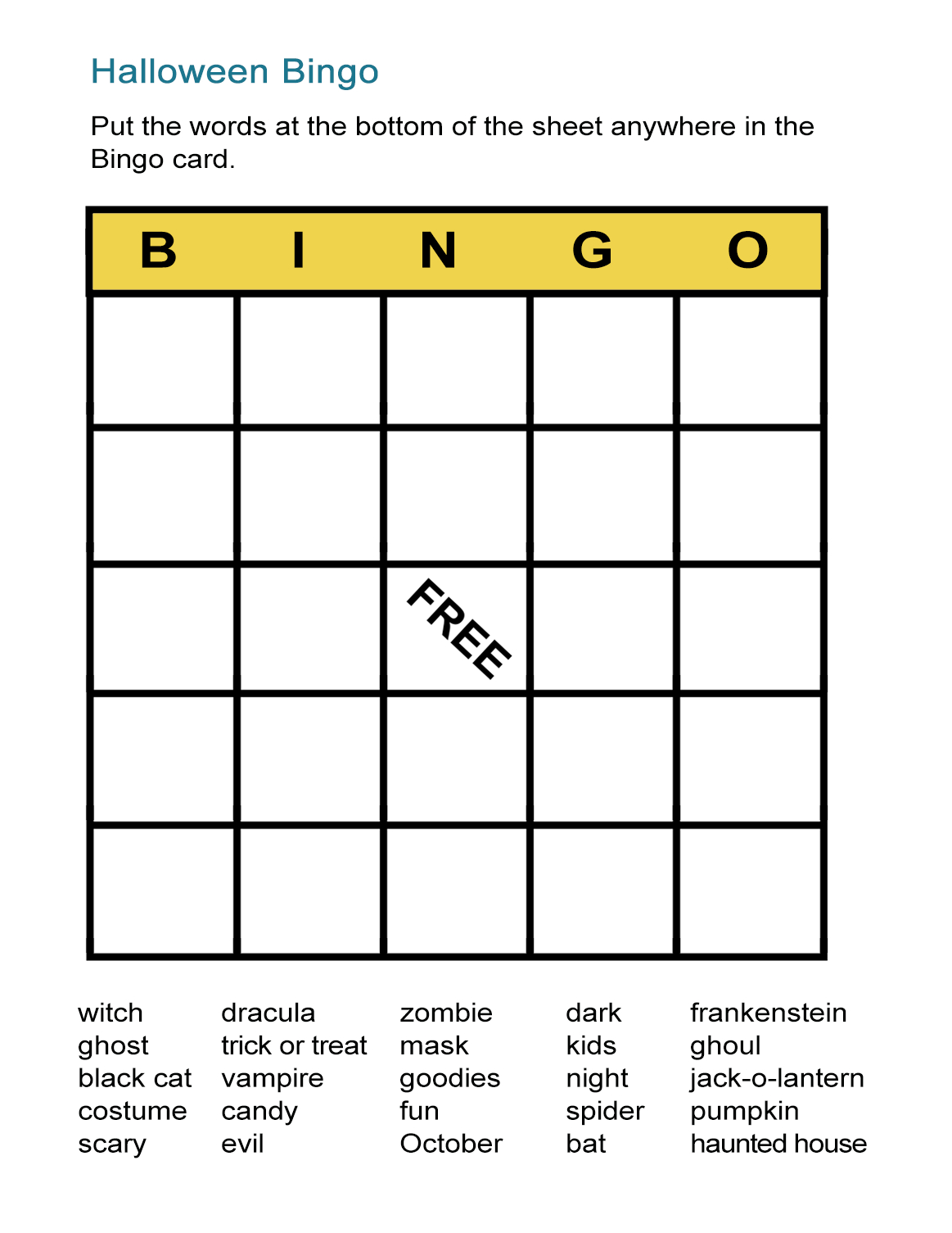 Halloween Bingo Cards: Printable Bingo Games For Class - All Esl - Free Printable Bingo Cards