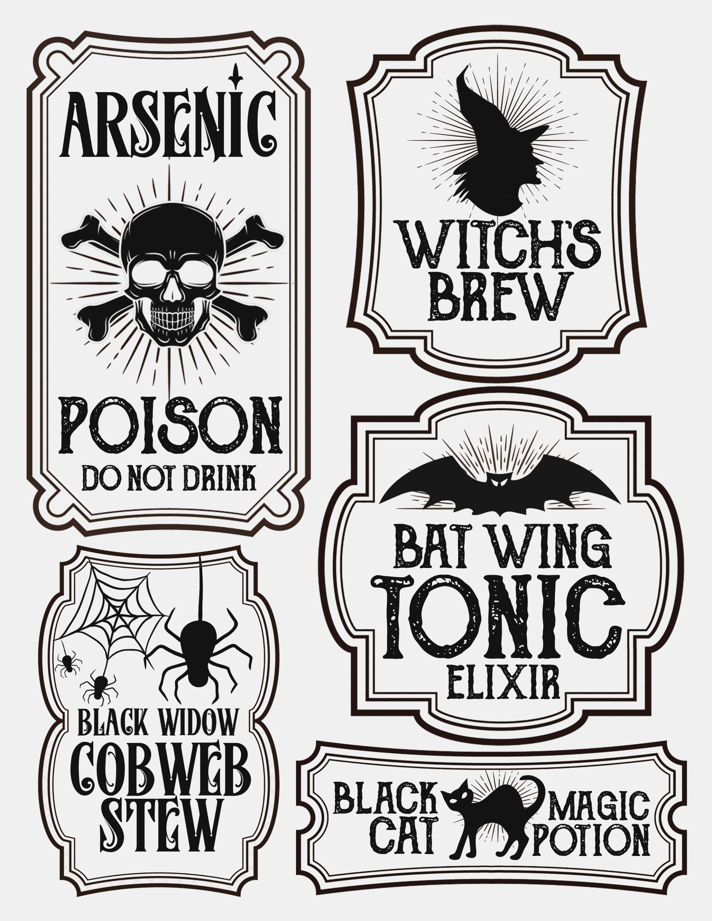 Halloween Bottle Labels – Free Printables – Potions Labels – Poison - Free Printable Potion Labels
