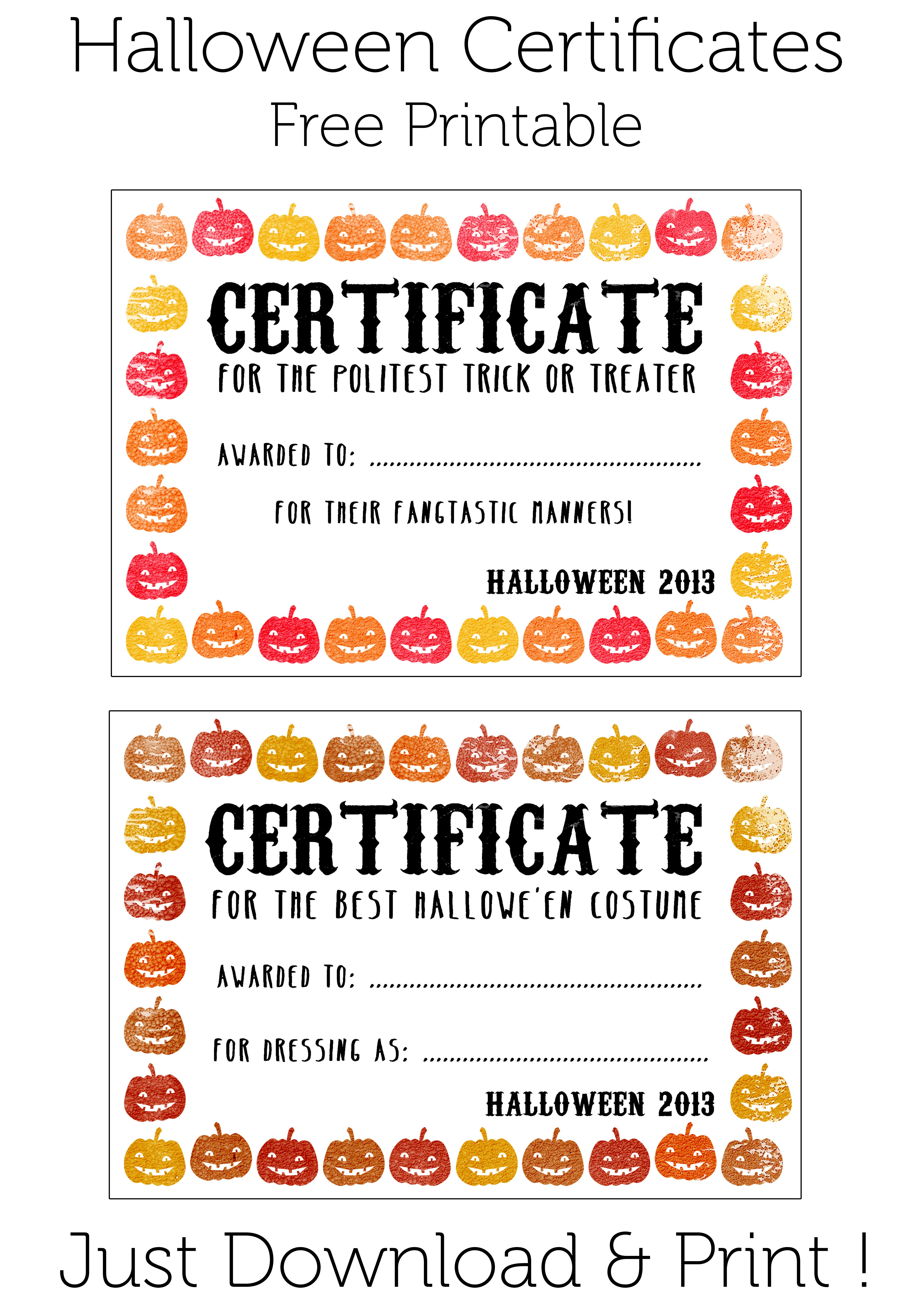 Halloween Certificates ! Give Them Out To Trick O&amp;#039; Treaters As Well - Free Printable Halloween Award Certificates