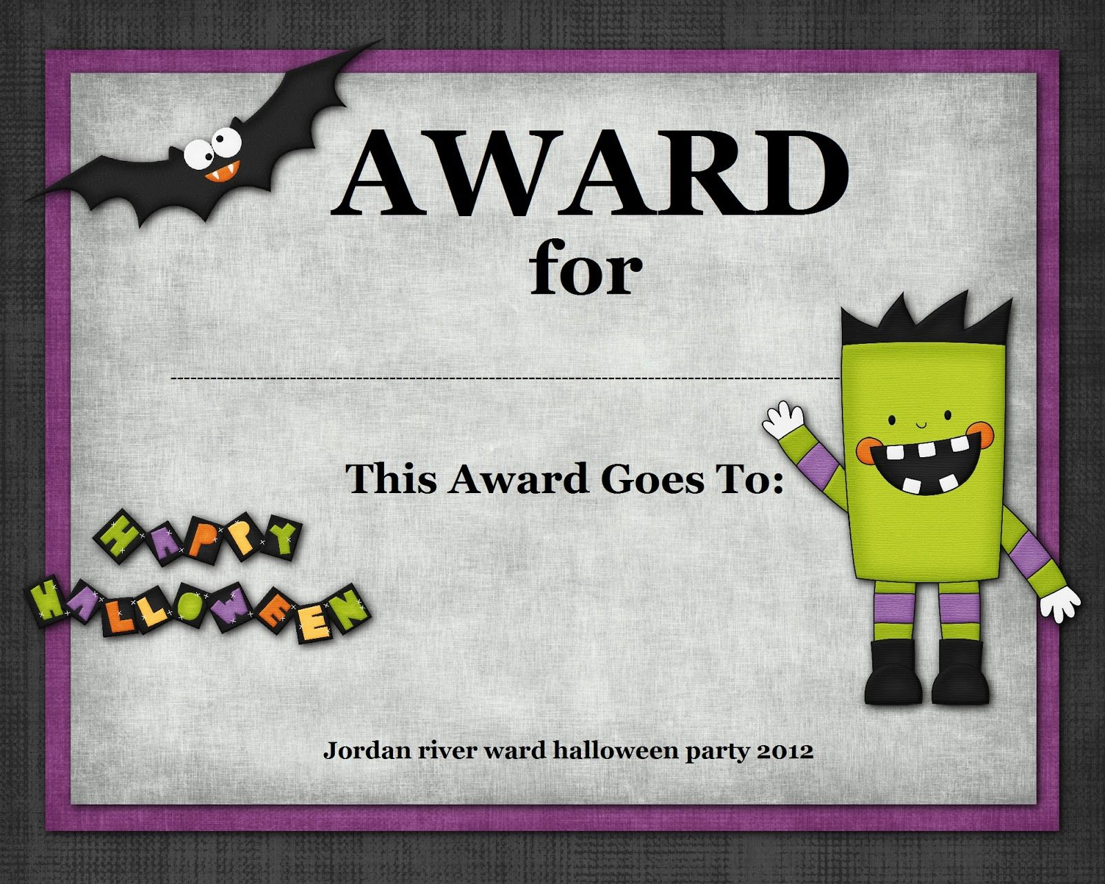 Halloween Costume Awards - Hashtag Bg - Best Costume Certificate Printable Free