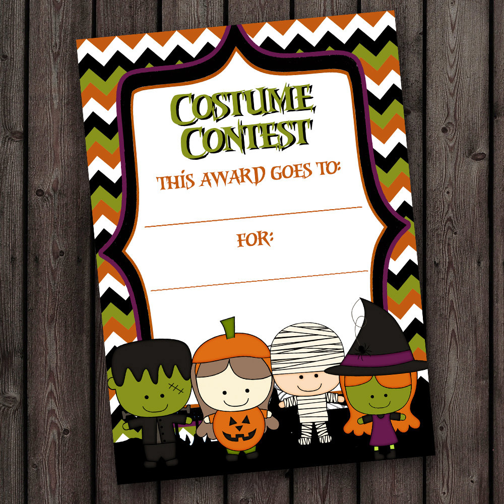 Halloween Costume Contest Certificate Kids Halloween Party | Etsy - Free Printable Halloween Award Certificates