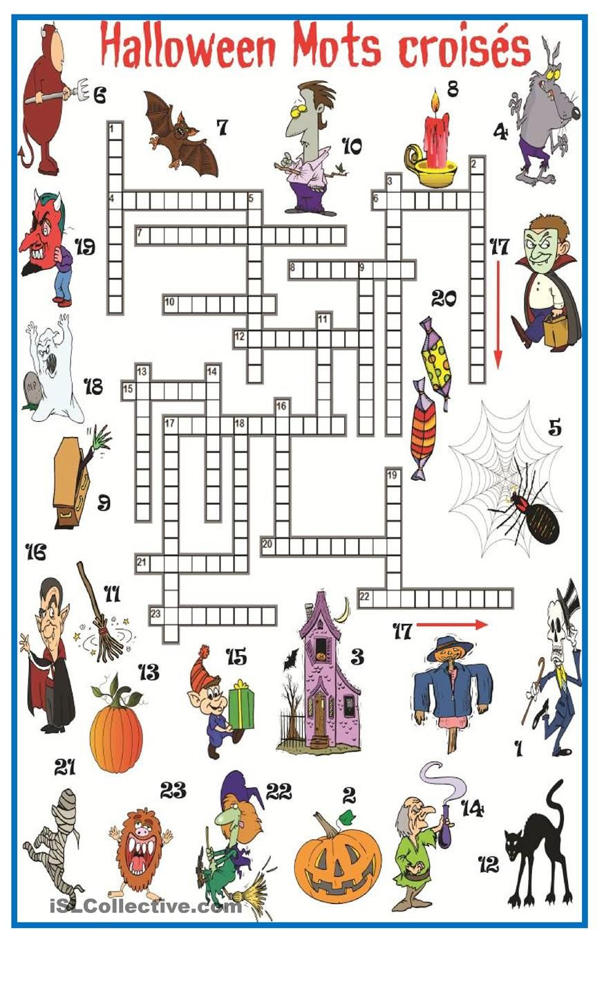 Halloween Mots Croisés | French At Home | Halloween, Halloween - Free Printable French Halloween Worksheets