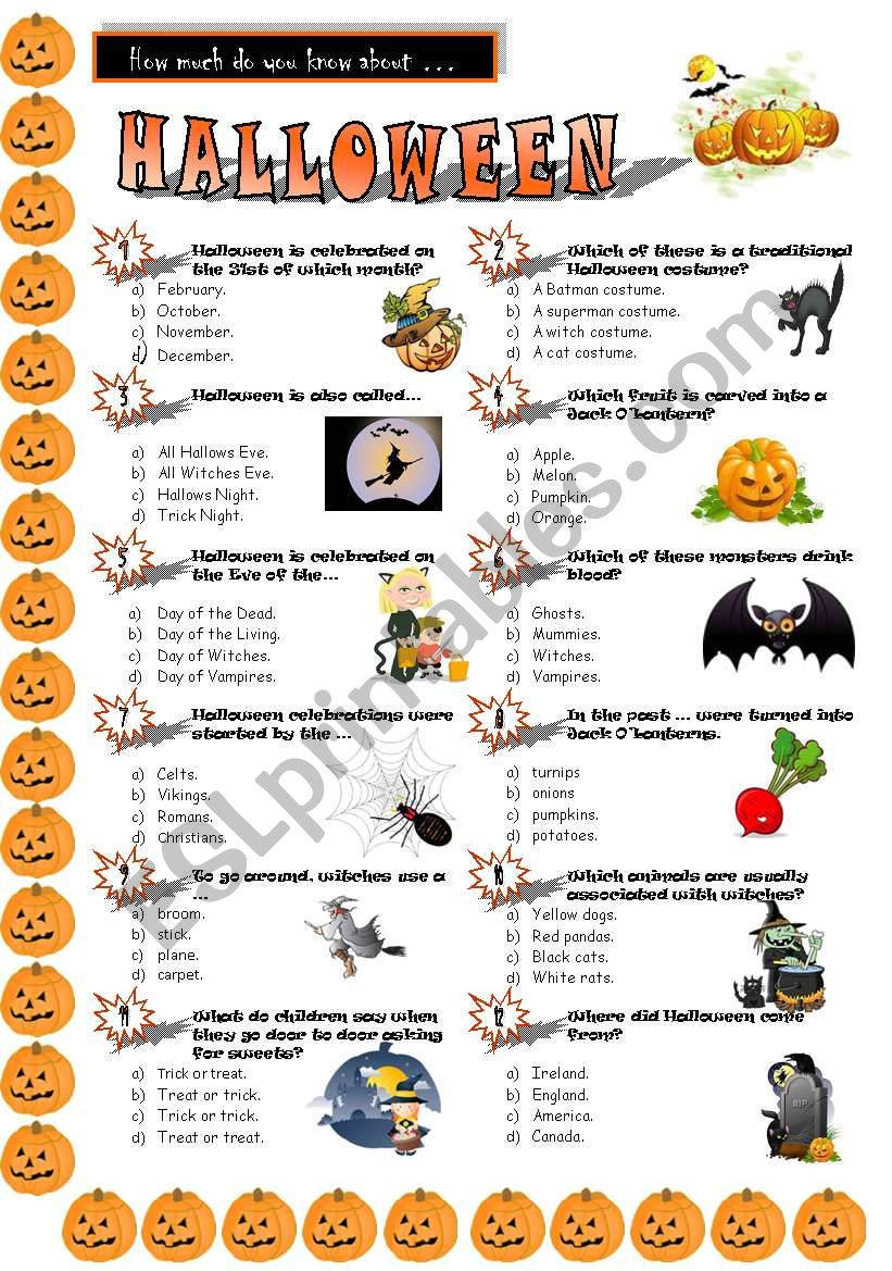 Halloween Quiz - Esl Worksheetjayce - Free Printable Halloween Quiz