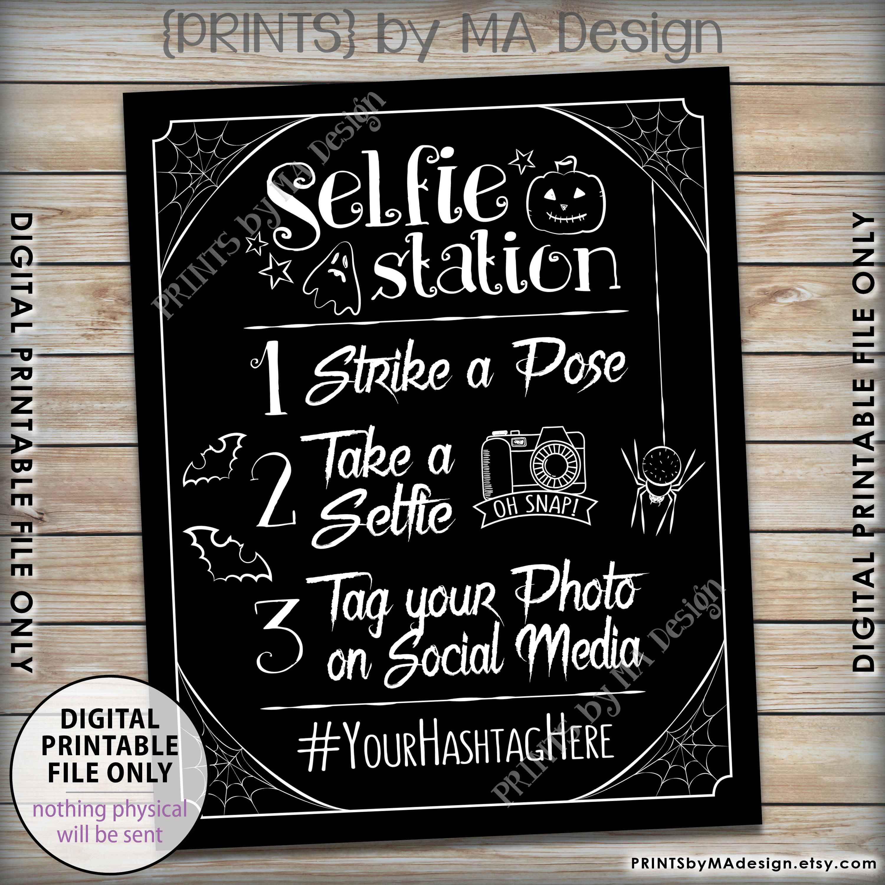 Halloween Selfie Station Sign, Spooky Hashtag Sign, Tag Your Photo - Selfie Station Free Printable