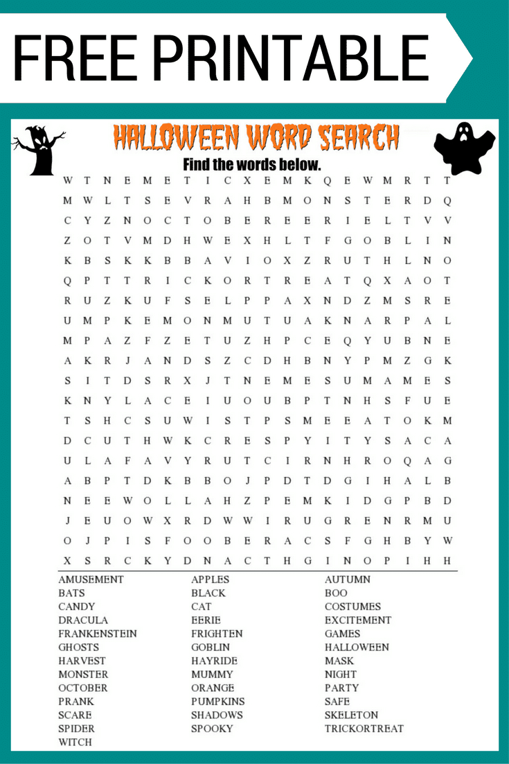 Halloween Word Search Printable Worksheet - Halloween Puzzle Printable Free