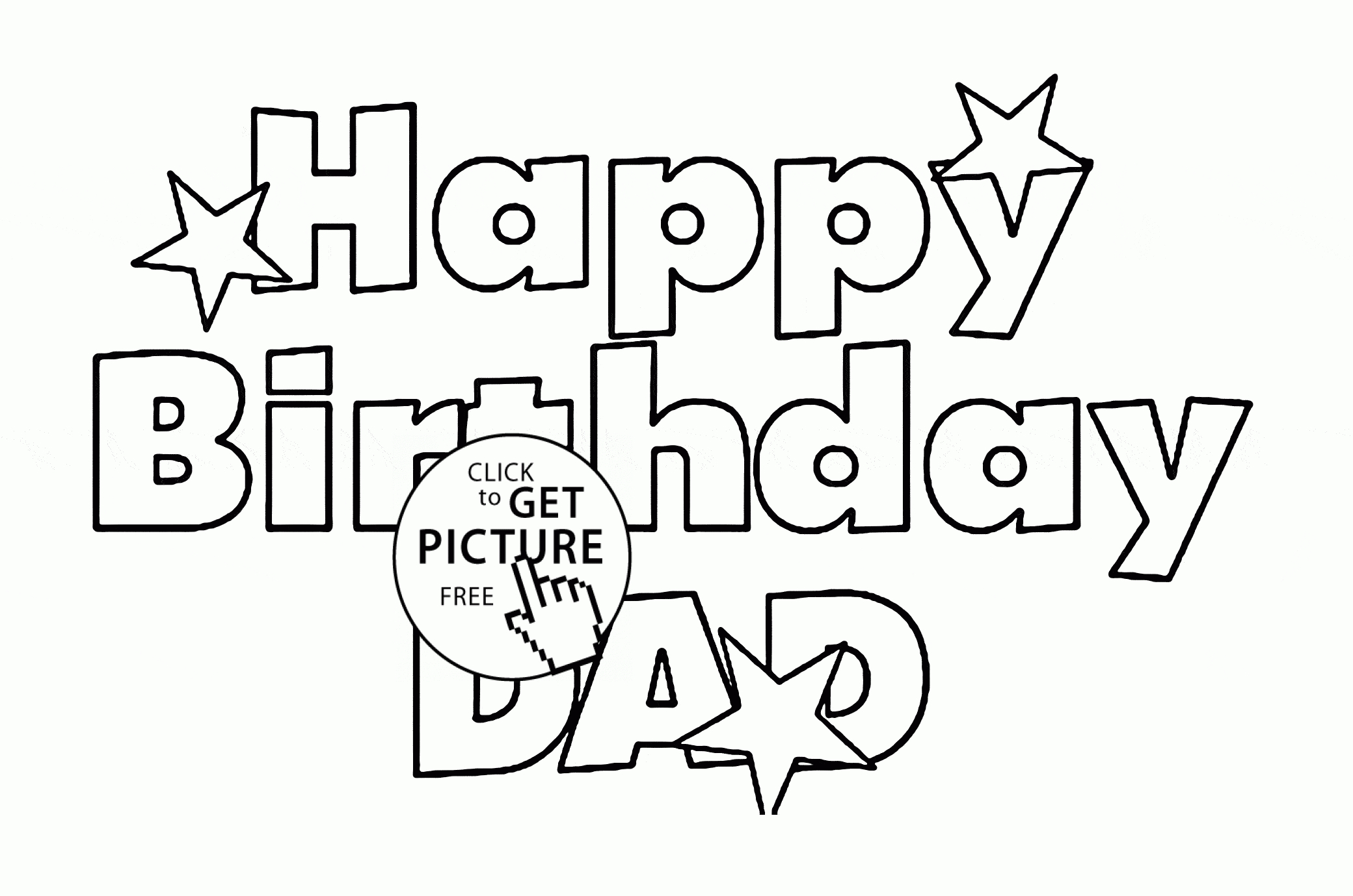 Happy Birthday Daddy Letters Card Coloring Page For Kids, Holiday - Free Printable Happy Birthday Cards For Dad
