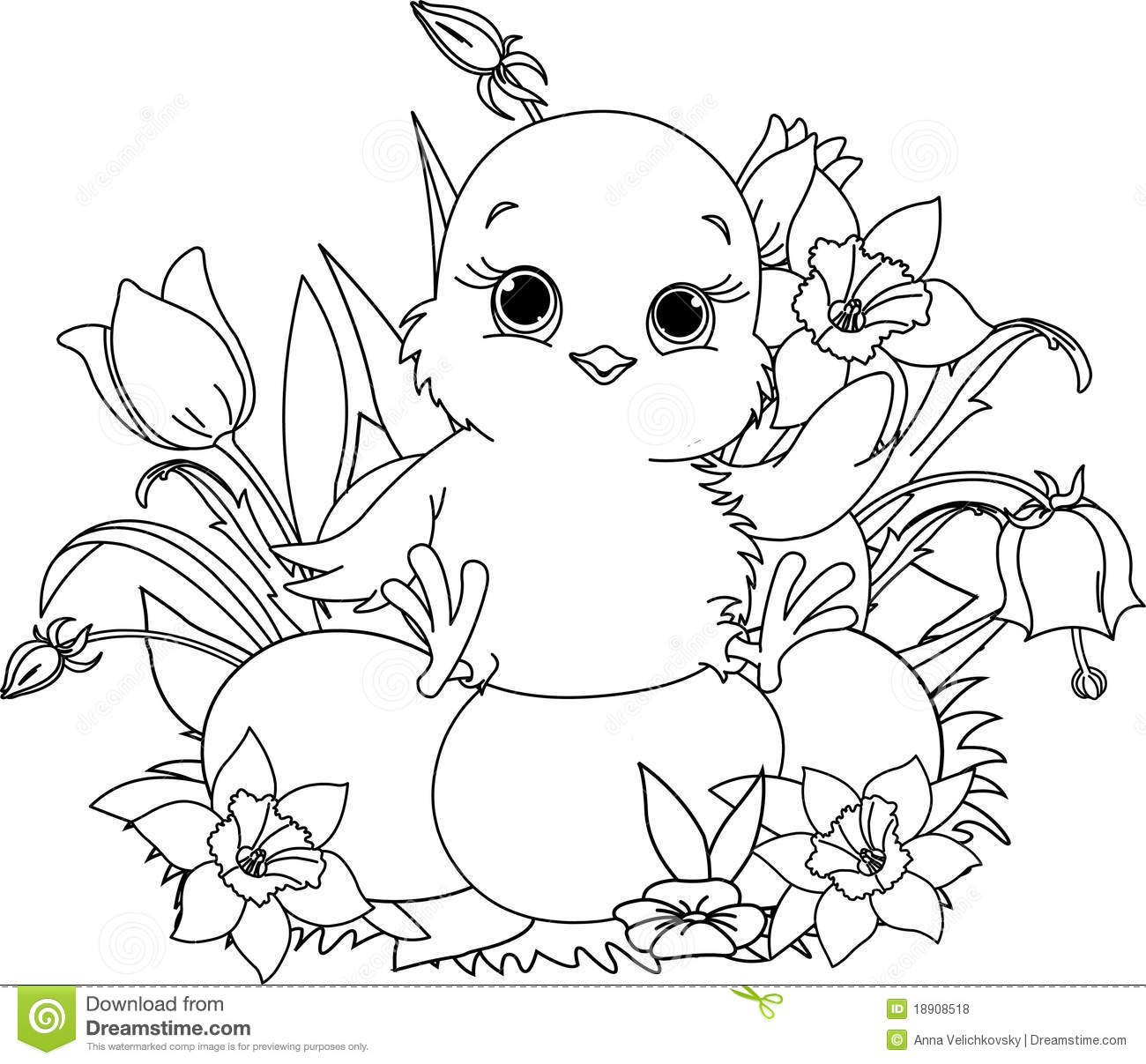 Happy Easter Chick Coloring Page Stock Vector Illustration Of Best - Free Printable Easter Baby Chick Coloring Pages