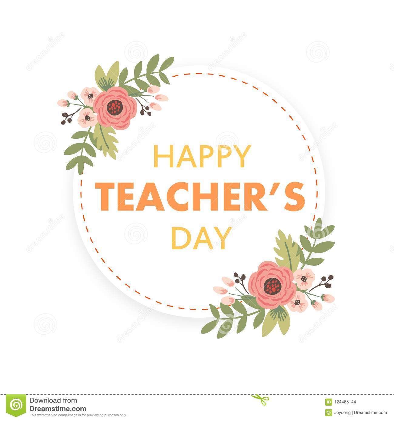 Happy Teacher`s Day Layout Design With Flower Card Stock Vector - Free Printable Teacher&amp;amp;#039;s Day Greeting Cards