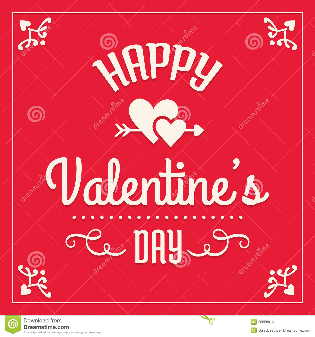 Happy Valentines Day Card Stock Vector. Illustration Of Curl - 36858816 - Free Printable Valentines Day Cards For Her