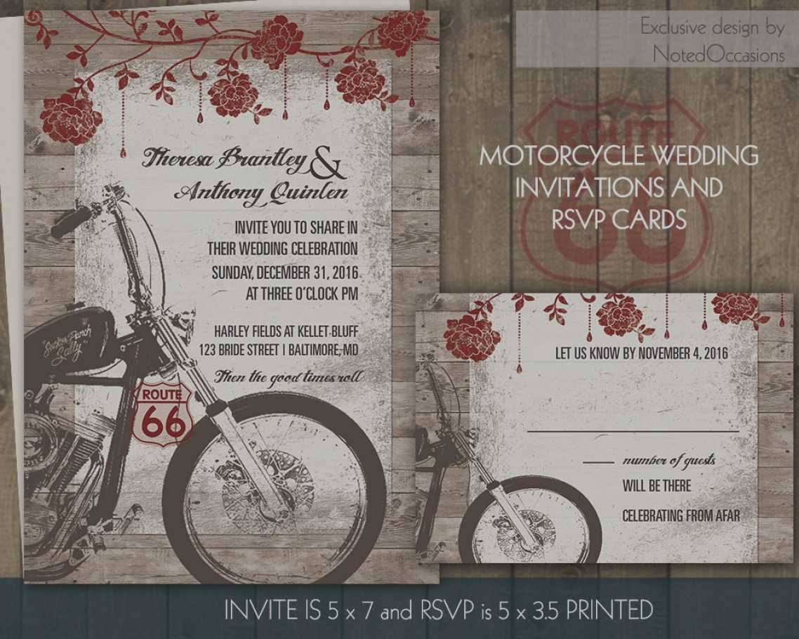 Harley Davidson Wedding Invitations Motorcycle Biker Bride Etsy - Motorcycle Invitations Free Printable