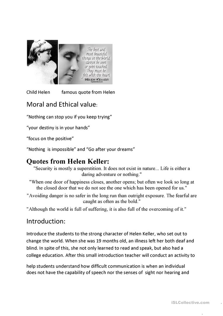 Helen Keller Lesson Plan Worksheet - Free Esl Printable Worksheets - Free Printable Pictures Of Helen Keller