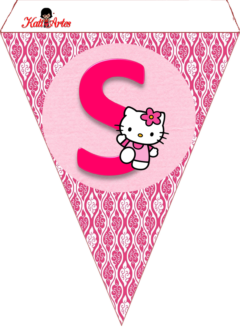 Hello Kitty Free Printable Bunting. Banderines De Hello Kitty - Free Printable Hello Kitty Alphabet Letters