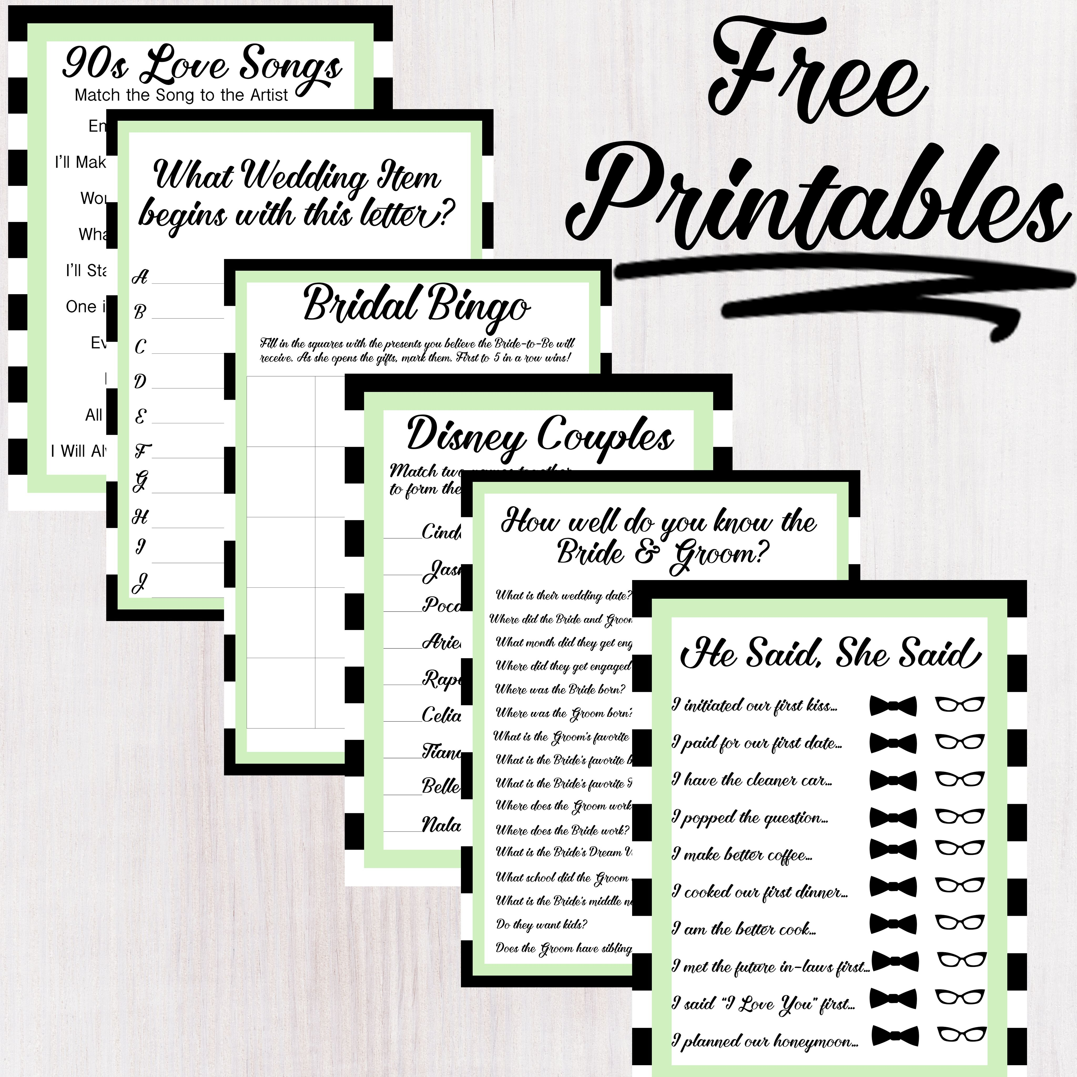 Here Are Some Free Bridal Shower Game Printables. They Are Black - Free Printable Bridal Shower Raffle Tickets