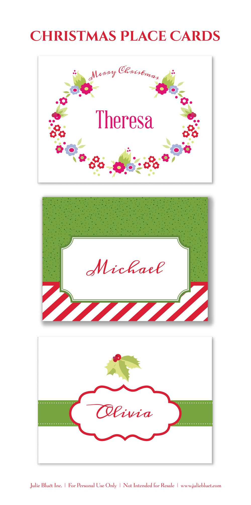 Here Are Three Free Printable Christmas Place Cards For Your Holiday - Free Printable Place Cards