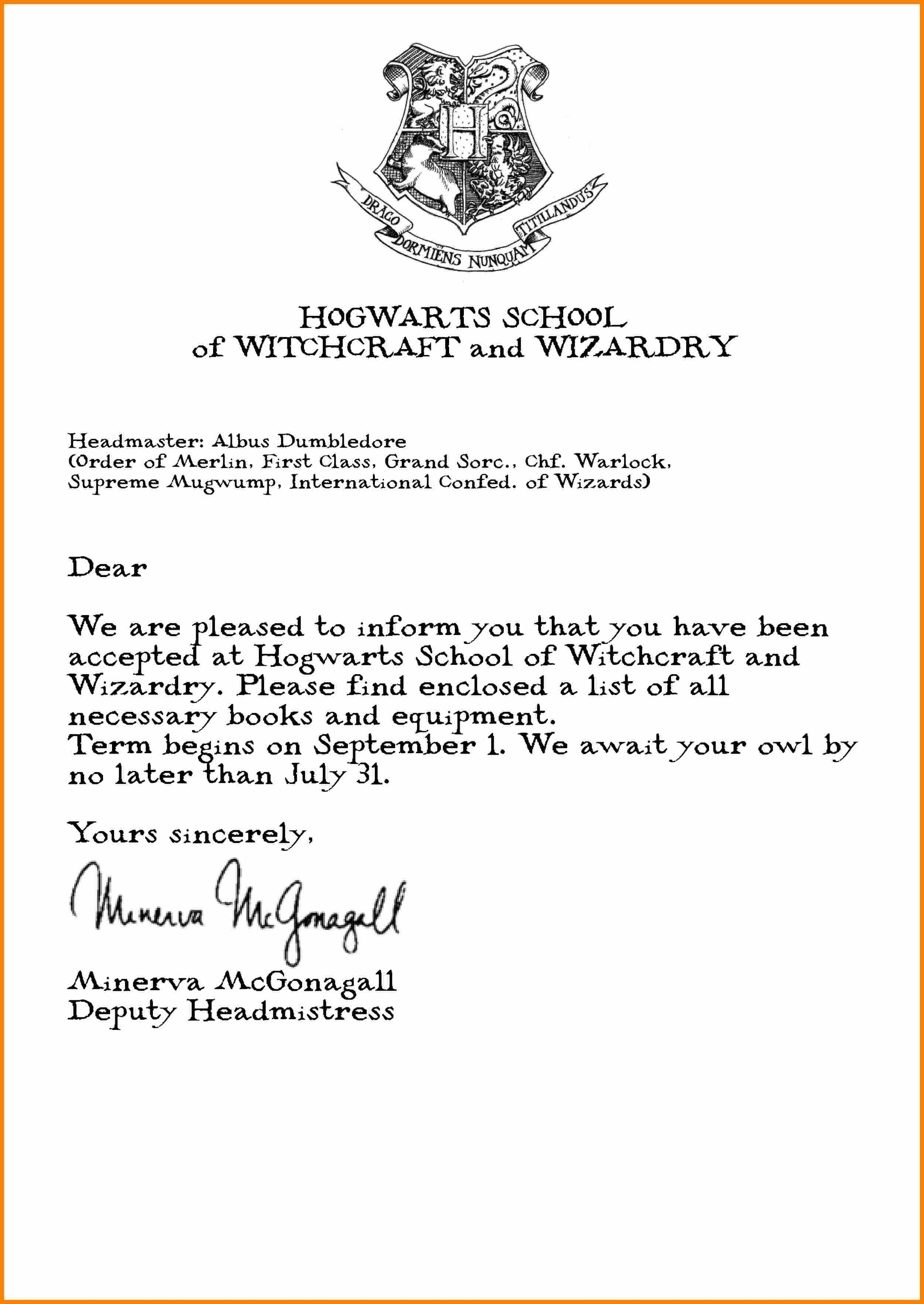 Hogwarts Acceptance Letter Template | Dreamreach100818B - Hogwarts Acceptance Letter Template Free Printable