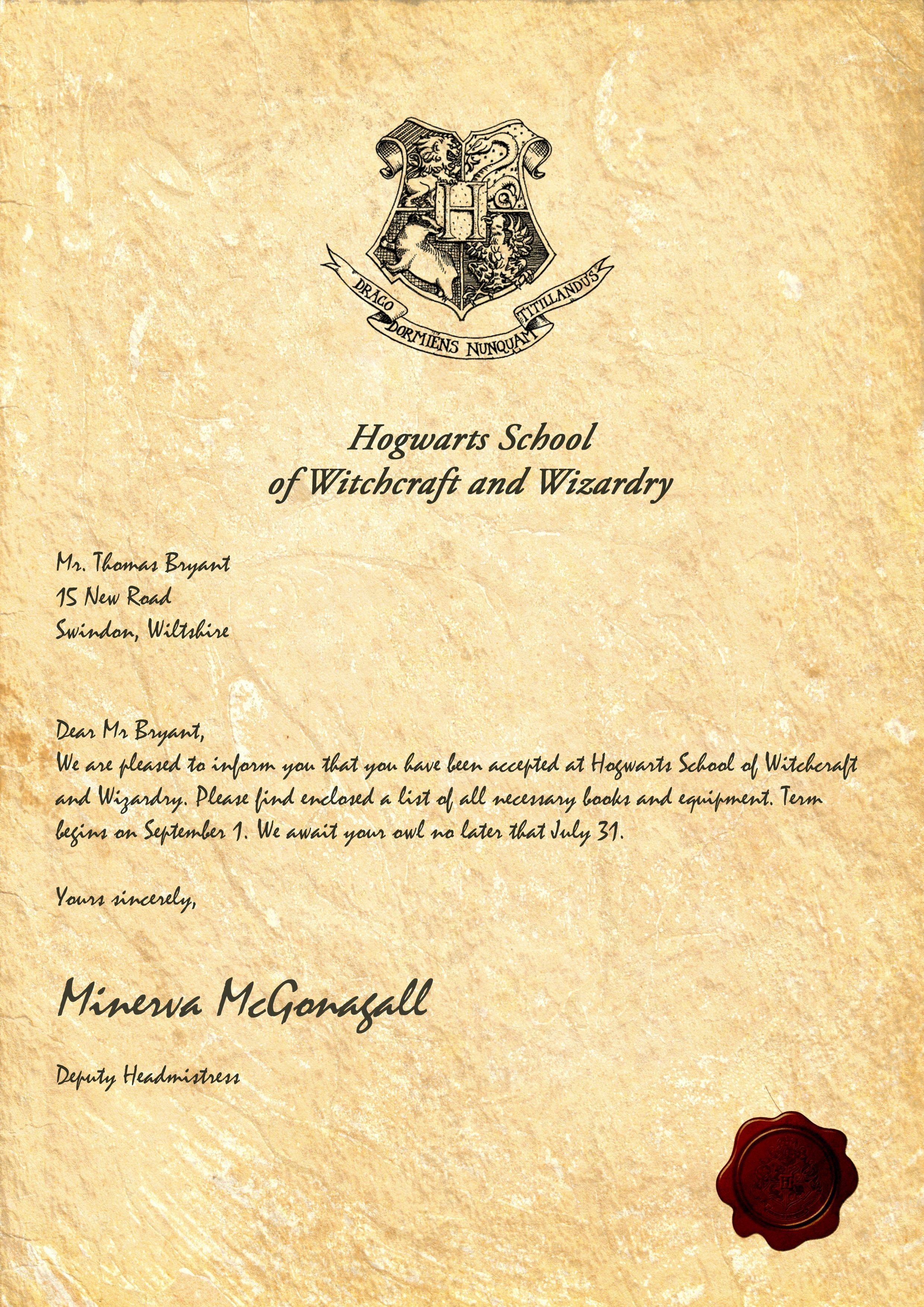 Hogwarts Acceptance Letter Template Free | Write The Perfect Cover - Hogwarts Acceptance Letter Template Free Printable