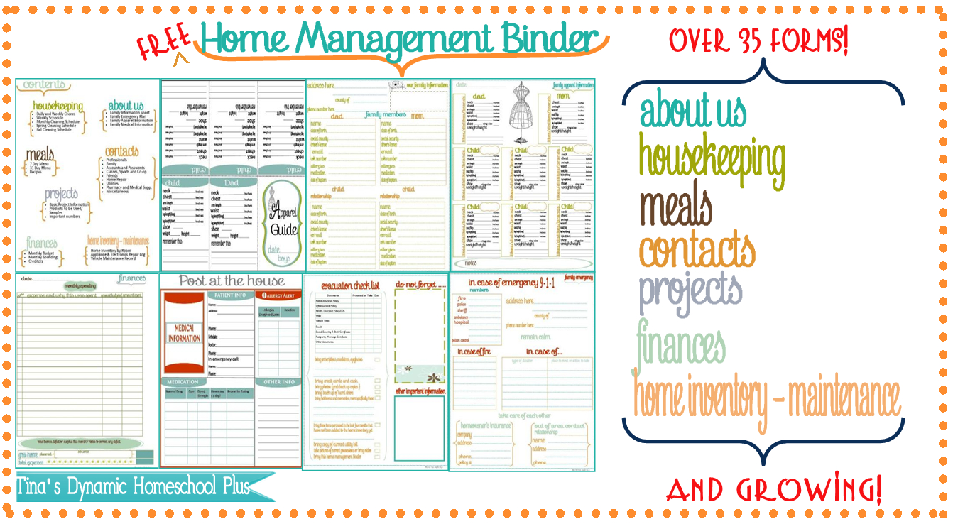 Home Management Binder And Free Important Dates Printable | Budget - Free Printable Household Binder