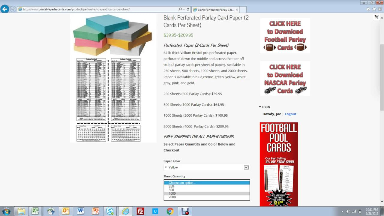 How To Buy Perforated Paper For Parlay Cards - Youtube - Free Printable Football Parlay Cards