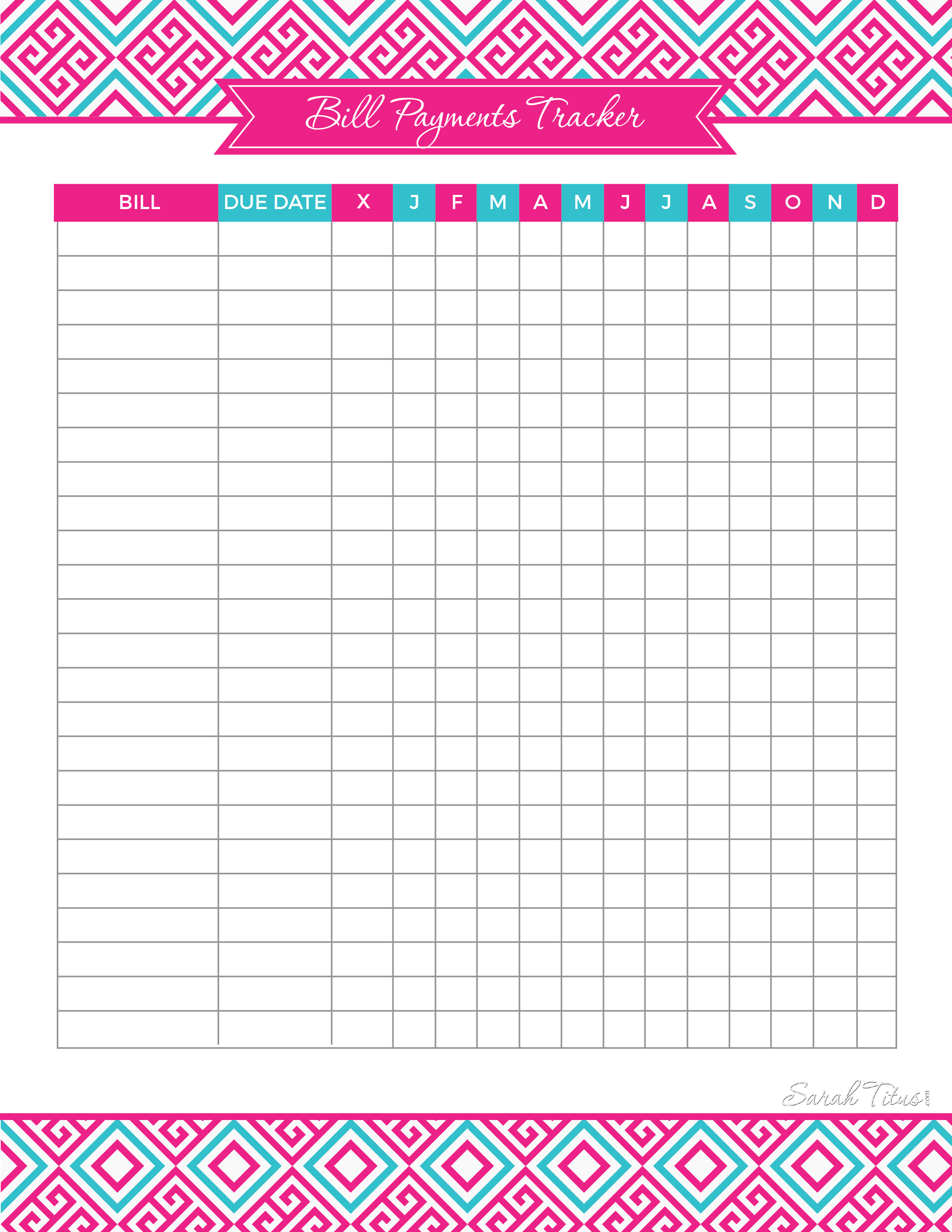 How To Create A Budget That Works For You - Sarah Titus - Free Printable Bill Tracker