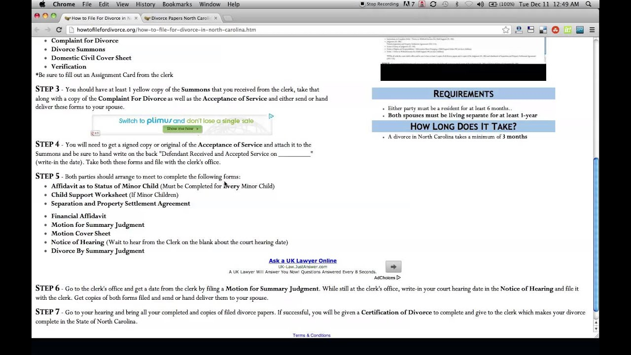 How To File For Divorce In North Carolina - Youtube - Free Printable Divorce Papers For North Carolina