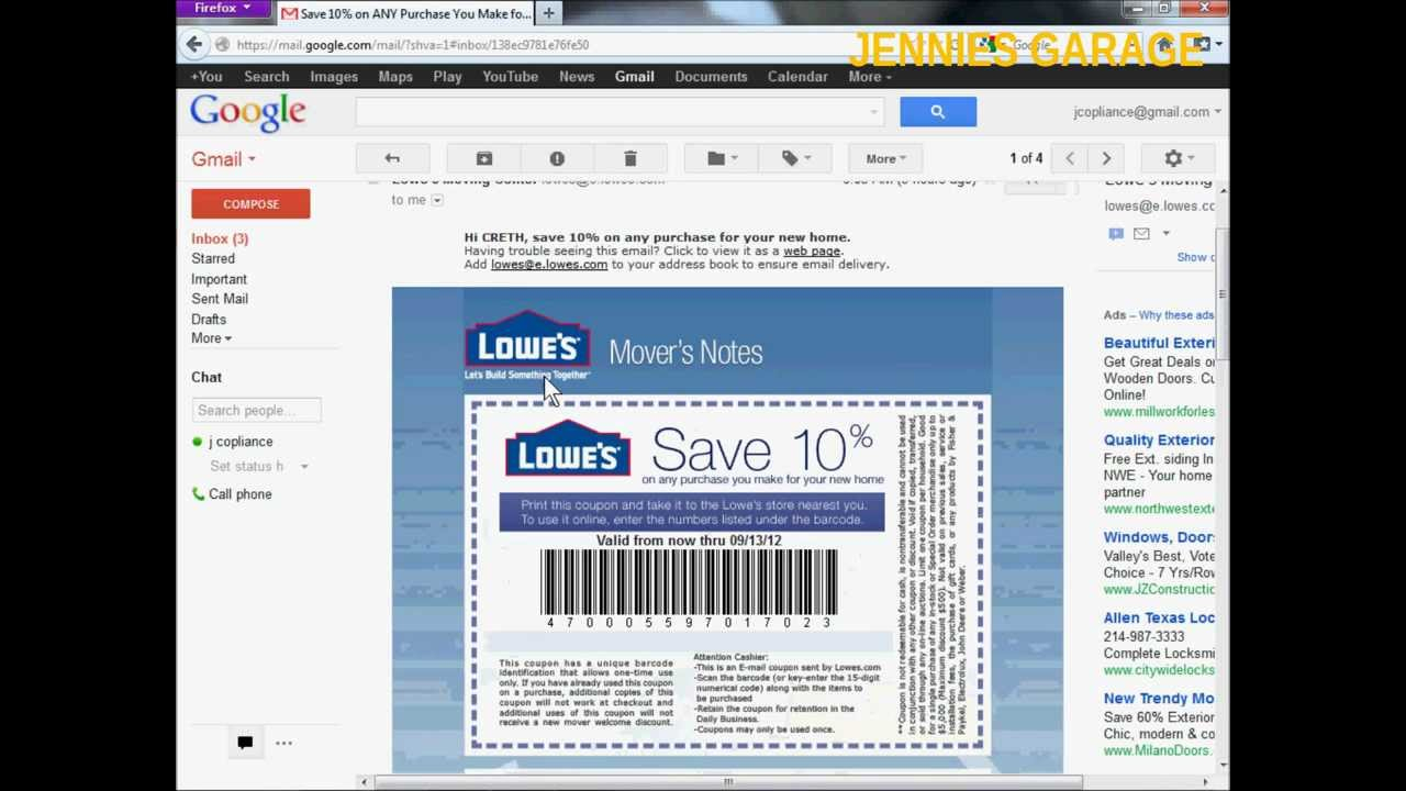How To Get A Free Lowes 10% Off Coupon - Email Delivery - Youtube - Lowes Coupons 20 Free Printable
