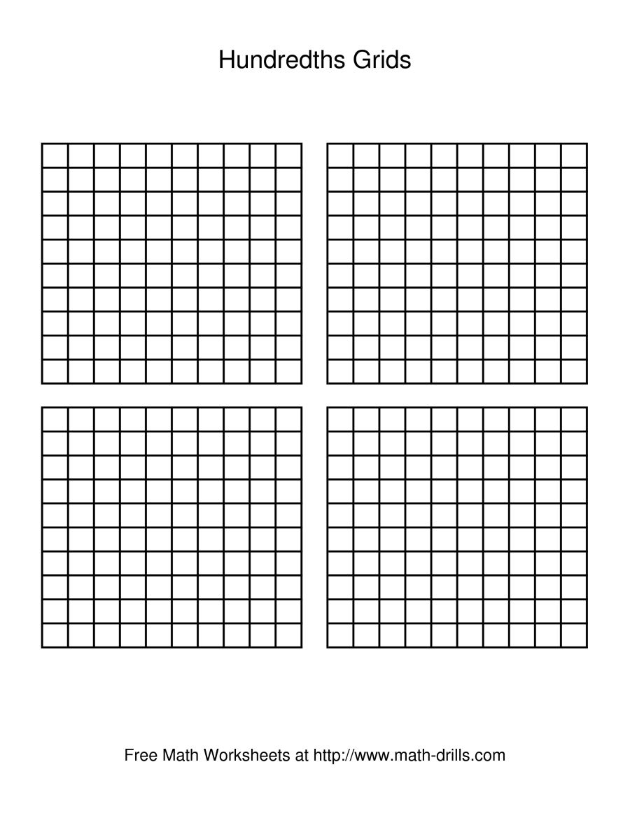 Hundredths Grid - Free Printable Hundreds Grid