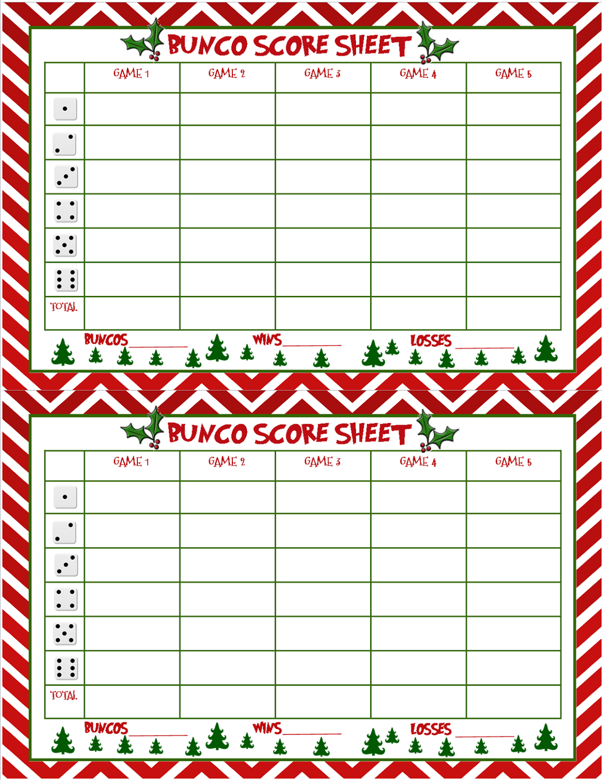 I Seemed To Have Skipped Making A Bunco Score Sheet For Thanksgiving - Free Printable Bunco Score Sheets