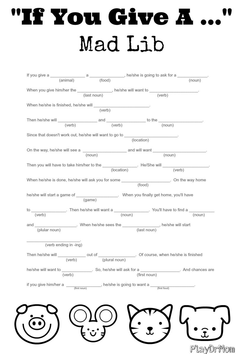 If You Give A &amp;quot; Mad Lib | Writing Activities For Kids | Pinterest - Free Printable Mad Libs For Middle School Students