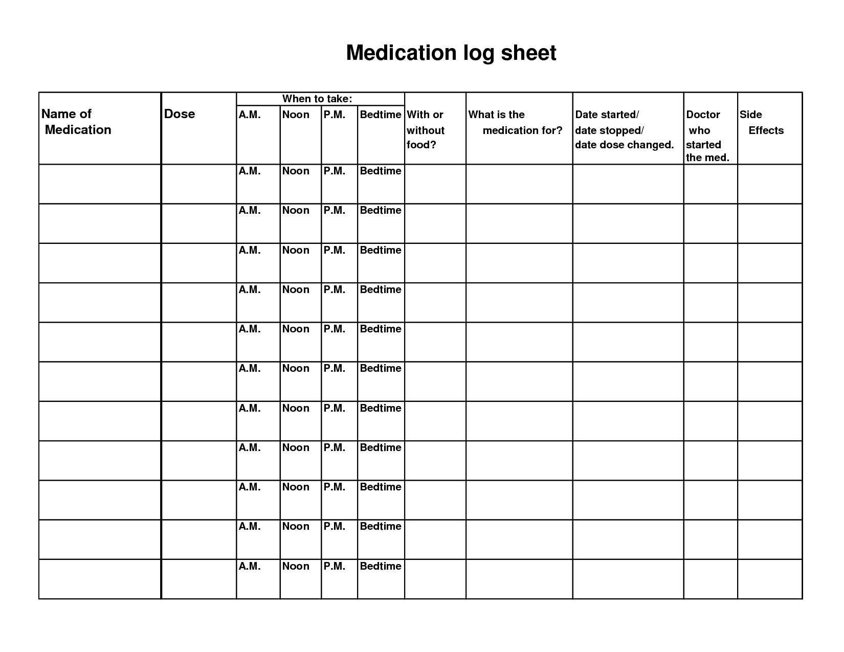 Image Of Blank Medication Chart Blank Medication Chart Printable - Free Printable Daily Medication Chart
