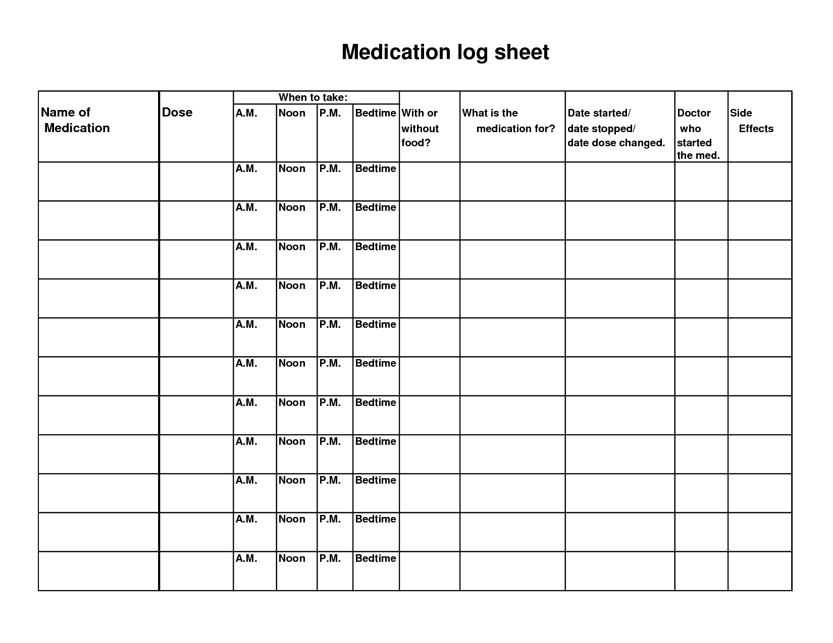 Free Printable Medication Chart | Free Printable