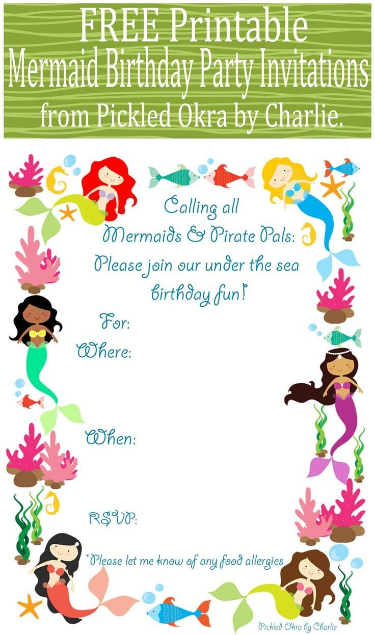 Image Result For Free Printable Mermaid Party Invitations | Kylie&amp;#039;s - Mermaid Birthday Invitations Free Printable