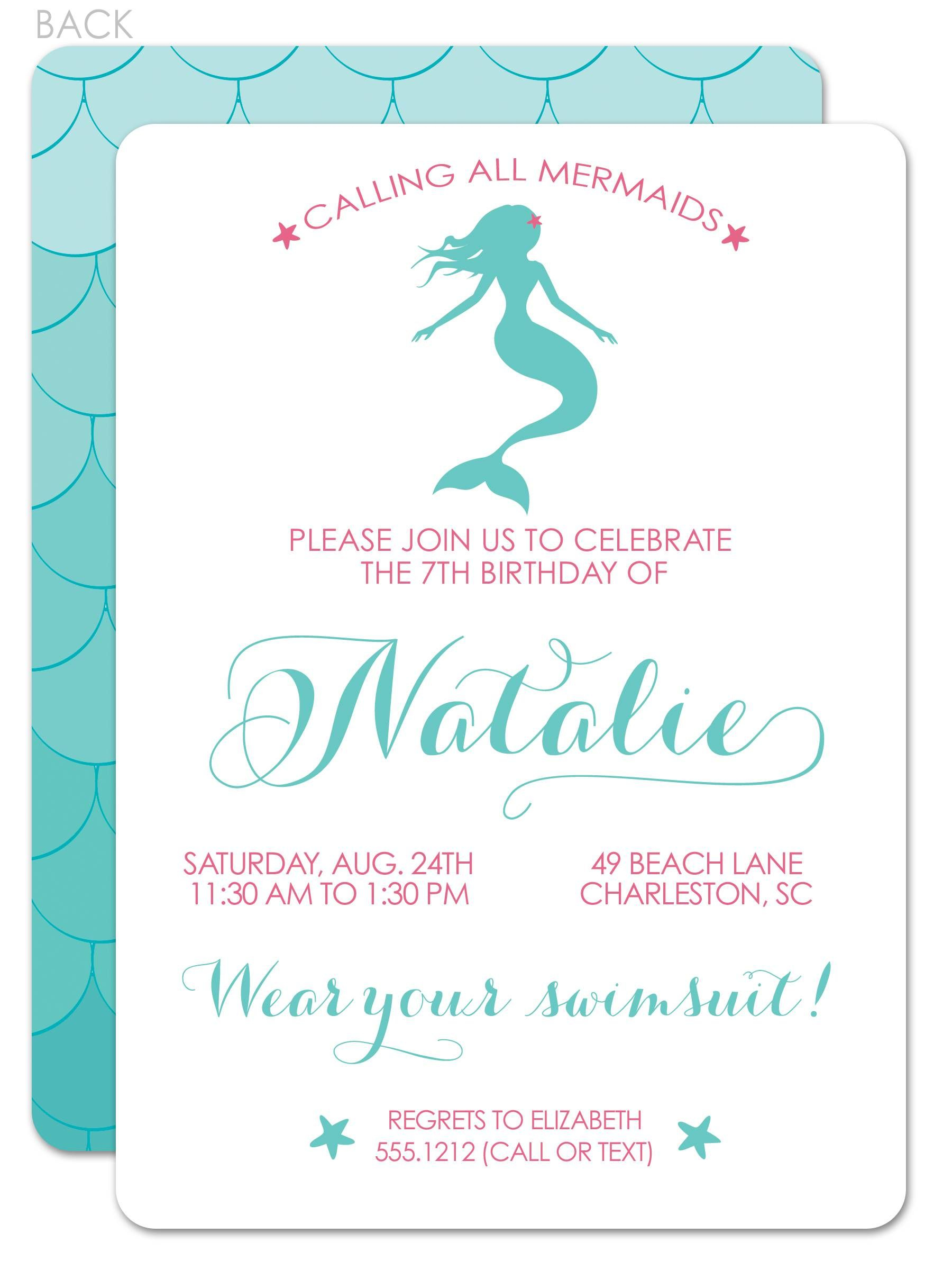 Image Result For Free Printable Mermaid Party Invitations | Lily - Mermaid Birthday Invitations Free Printable