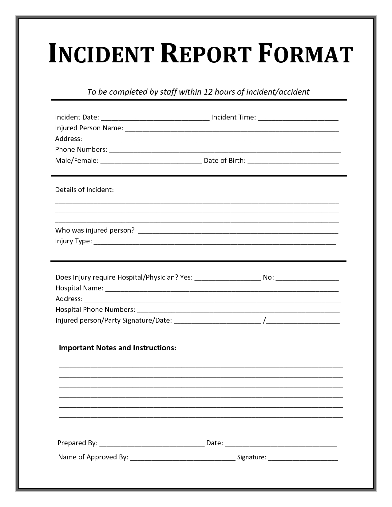 Incident Report Form Template | After School Sign In | Incident - Free Printable Incident Report Form