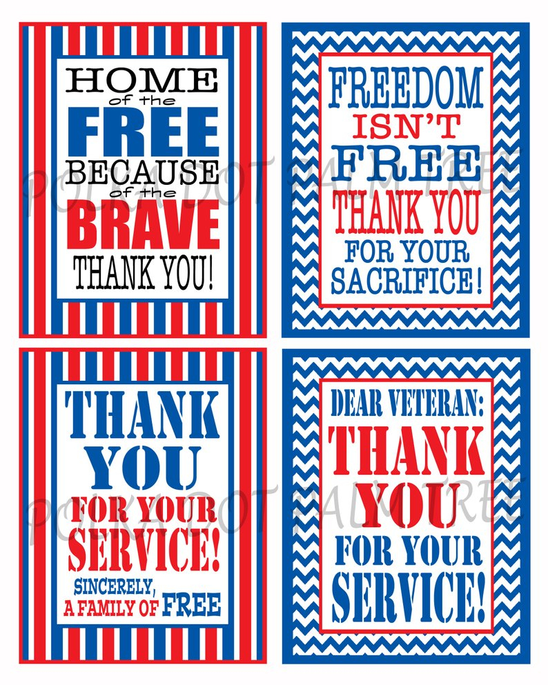 Instant Download Printable Veteran Military Patriotic Thank | Etsy - Military Thank You Cards Free Printable