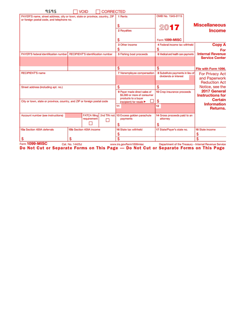 Irs 1099 Misc Form - Free Download, Create, Fill And Print - Free Printable Forms