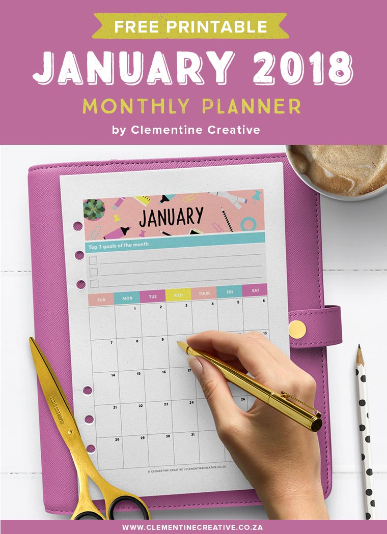 January 2018 {Free Printable Monthly Planner} - Free 2018 Planner Printable