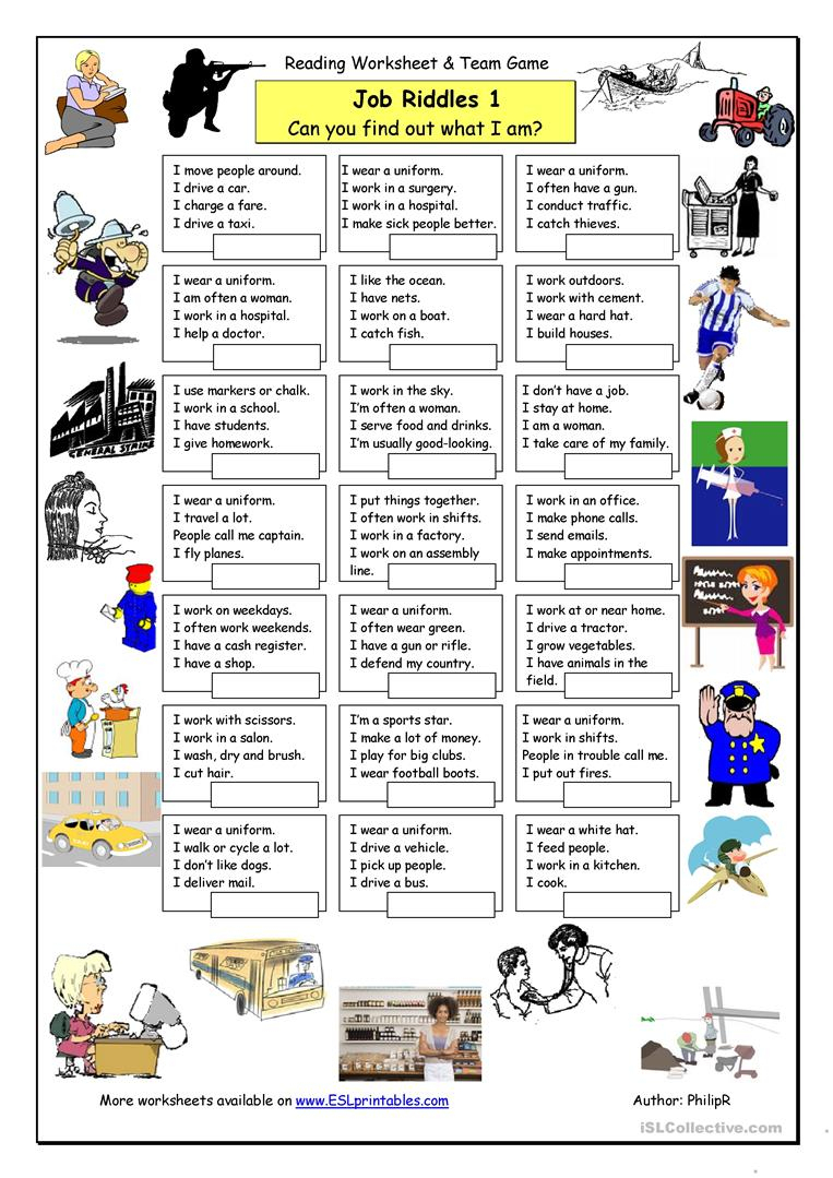 Job Riddles (1) - Easy Worksheet - Free Esl Printable Worksheets - Free Printable Riddles With Answers