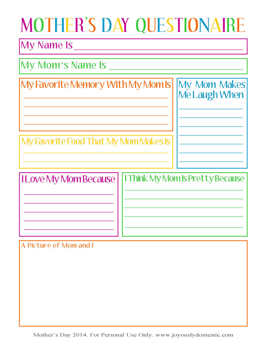 Joyously Domestic: Free Mother&amp;#039;s Day Questionnaire Printable - Free Printable Mother&amp;amp;#039;s Day Questionnaire