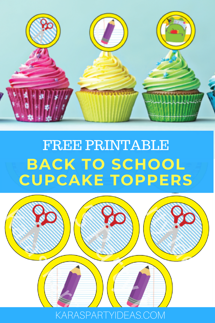 Kara&amp;#039;s Party Ideas Free Printable Back To School Cupcake Toppers - Free Printable Cupcake Toppers