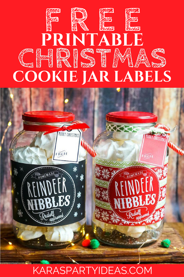 Kara&amp;#039;s Party Ideas Free Printable Christmas Cookie Jar Labels - Free Printable Jar Labels Christmas