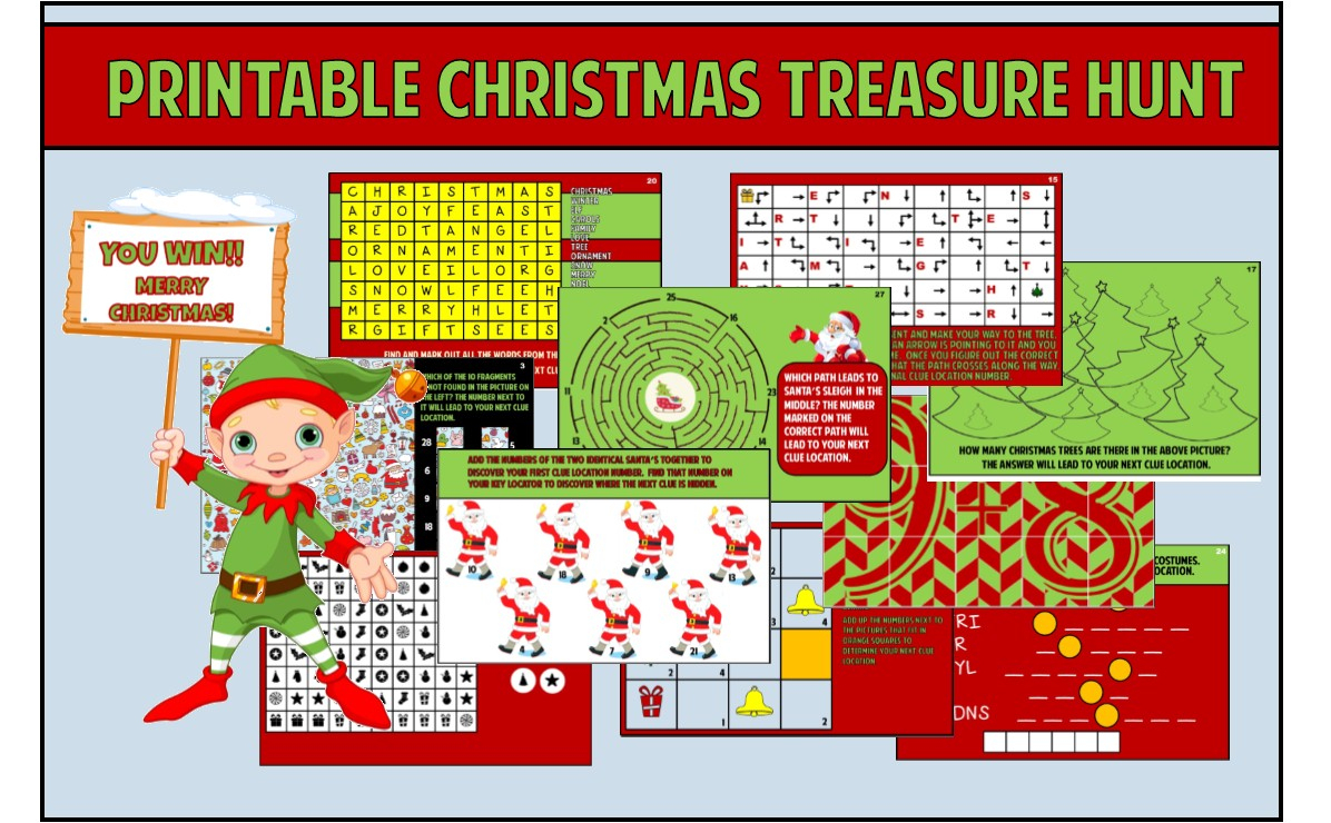 Kids Christmas Treasure Hunt Party Game ~ Printable - Free Printable Christmas Games For Preschoolers